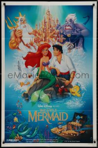 9j0329 LITTLE MERMAID DS 1sh 1989 great Bill Morrison art of Ariel & cast, Disney underwater cartoon