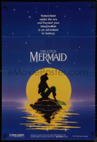 9j0328 LITTLE MERMAID teaser DS 1sh 1989 Disney, great art of Ariel in moonlight by Morrison/Patton!