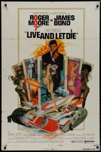 9j0331 LIVE & LET DIE West Hemi 1sh 1973 Robert McGinnis art of Roger Moore as James Bond!