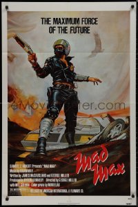 9j0338 MAD MAX 1sh R1983 Garland art of wasteland cop Mel Gibson, George Miller action classic!