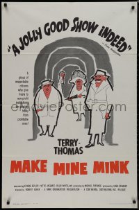 9j0342 MAKE MINE MINK 1sh 1961 sexy artwork of Terry-Thomas stealing woman's clothes!