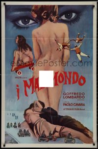 9j0343 MALAMONDO int'l 1sh 1964 I Malamondo, way-out naked Italian skydiving among other craziness!