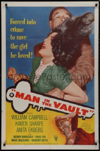 9j0344 MAN IN THE VAULT 1sh 1956 directed by Andrew V. McLaglen, sexy two-timing Anita Ekberg!