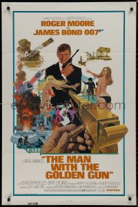 9j0347 MAN WITH THE GOLDEN GUN East Hemi 1sh 1974 Roger Moore as James Bond by Robert McGinnis!
