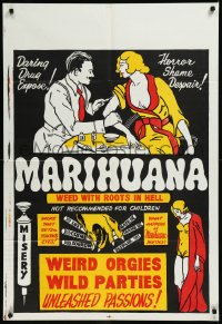 9j0356 MARIHUANA 1sh 1930s Dwain Esper daring drug expose, weed with roots in Hell, weird orgies!