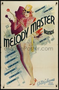 9j0361 MELODY MASTER BANDS 1sh 1932 Vitaphone, art of sexy female band major, rare snipe included!