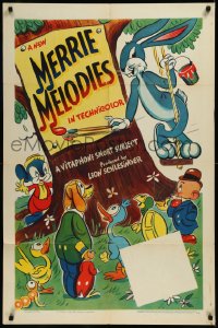 9j0362 MERRIE MELODIES 1sh 1941 great super early cartoon art of Bugs Bunny & Elmer Fudd, rare!