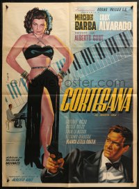 9j0025 CORTESANA Mexican poster 1948 completely different Jose Espert art of piano, Barba, rare!