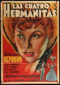 9j0029 LITTLE WOMEN Mexican poster 1933 different art of Katharine Hepburn, Alcott, ultra rare!