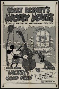 9j0364 MICKEY'S GOOD DEED 1sh R1974 Disney, Mickey Mouse plays carols on cello while Pluto sings!
