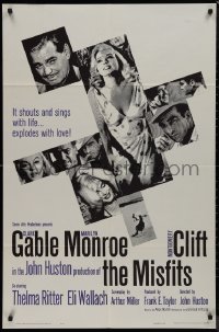9j0367 MISFITS 1sh 1961 sexy Marilyn Monroe, Clark Gable, Montgomery Clift, John Huston directed!