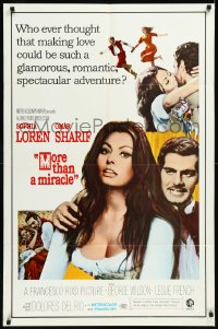 9j0376 MORE THAN A MIRACLE 1sh 1967 romantic art of sexy Sophia Loren & Omar Sharif