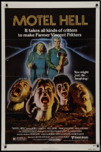 9j0379 MOTEL HELL 1sh 1980 it takes all kinds of critters to make Farmer Vincent Fritters!