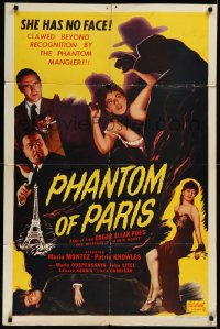 9j0389 MYSTERY OF MARIE ROGET 1sh R1951 pretty Maria Montez, Patric Knowles, Phantom of Paris!