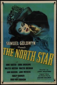 9j0394 NORTH STAR 1sh 1943 Lewis Milestone pro-Russia WWII movie when we were allies with them!
