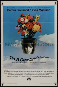 9j0399 ON A CLEAR DAY YOU CAN SEE FOREVER 1sh 1970 different art of Streisand & Montand!