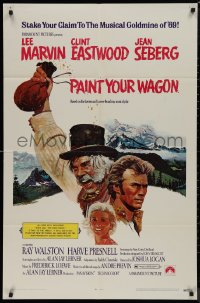 9j0404 PAINT YOUR WAGON 1sh 1969 Ron Lesser art of Clint Eastwood, Lee Marvin & Jean Seberg!