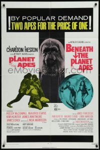 9j0412 PLANET OF THE APES/BENEATH THE PLANET OF THE APES 1sh 1971 2 apes for the price of 1!