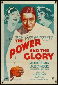 9j0416 POWER & THE GLORY 1sh 1933 Spencer Tracy, Preston Sturges, Citizen Kane inspiration, rare!