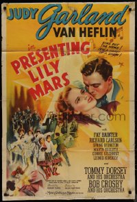 9j0418 PRESENTING LILY MARS style D 1sh 1943 romantic artwork of elegant Judy Garland & Van Heflin!