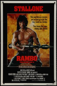 9j0430 RAMBO FIRST BLOOD PART II 1sh 1985 no law, no war can stop Sylvester Stallone w/his RPG!