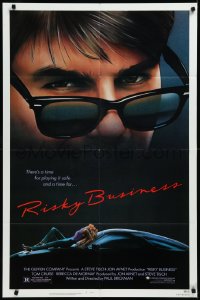 9j0443 RISKY BUSINESS 1sh 1983 classic c/u art of Tom Cruise in cool shades by Drew Struzan!