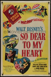 9j0477 SO DEAR TO MY HEART 1sh 1949 Walt Disney, Burl Ives w/guitar, Beulah Bondi, Harrey Carey