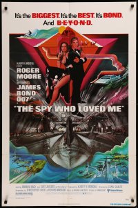 9j0482 SPY WHO LOVED ME 1sh 1977 art of Roger Moore as James Bond & Barbara Bach by Bob Peak!