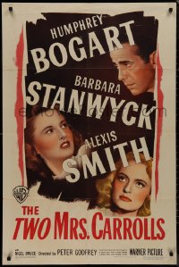 9j0523 TWO MRS. CARROLLS 1sh 1947 Humphrey Bogart with Barbara Stanwyck & Alexis Smith!