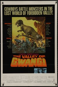 9j0527 VALLEY OF GWANGI 1sh 1969 Ray Harryhausen, great artwork of cowboys vs dinosaurs!