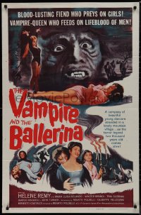 9j0528 VAMPIRE & THE BALLERINA 1sh 1962 blood-lusting vampire queen fiend who preys on girls!