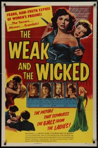 9j0538 WEAK & THE WICKED 1sh 1954 strips bare raw facts of women in prison, bad girl Diana Dors!