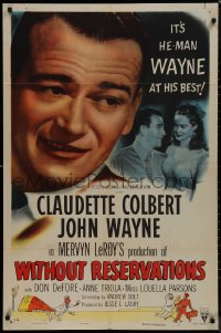 9j0551 WITHOUT RESERVATIONS 1sh R1953 he-man John Wayne at his best with pretty Anne Triola!