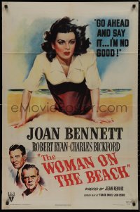 9j0552 WOMAN ON THE BEACH 1sh 1946 Ryan, Bickford, go ahead & say it, sexy Joan Bennett is no good!