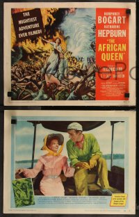 9j1014 AFRICAN QUEEN 8 LCs 1952 Humphrey Bogart, Katharine Hepburn, Huston classic, complete set!