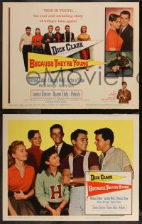 9j1019 BECAUSE THEY'RE YOUNG 8 LCs 1960 young Dick Clark, James Darren, Michael Callan, Tuesday Weld!