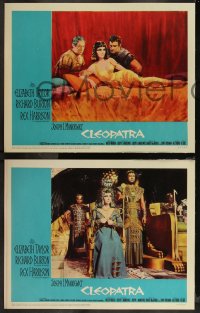 9j1027 CLEOPATRA 8 LCs 1963 great images of Elizabeth Taylor as Queen of the Nile, Burton!