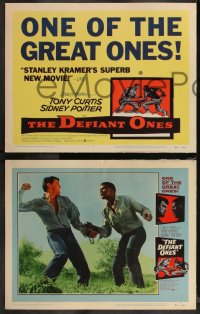 9j1033 DEFIANT ONES 8 LCs 1958 cons Tony Curtis & Sidney Poitier chained together, Lon Chaney Jr.!
