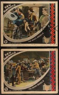 9j1138 DEVIL'S SADDLE 3 LCs 1927 great images of western cowboy Ken Maynard in action!