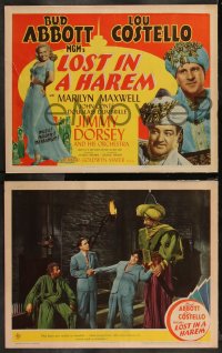 9j1056 LOST IN A HAREM 8 LCs 1944 Bud Abbott & Lou Costello in Arabia with sexy Marilyn Maxwell!