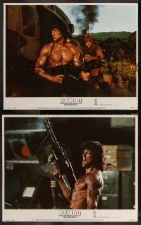9j1066 RAMBO FIRST BLOOD PART II 8 LCs 1985 cool images of one man army Sylvester Stallone!