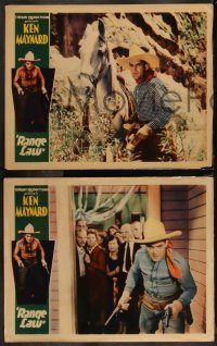 9j1132 RANGE LAW 4 LCs 1931 great cowboy western images of Ken Maynard in action!