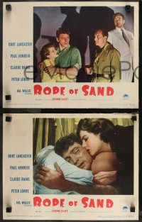 9j1070 ROPE OF SAND 8 LCs 1949 Burt Lancaster, Paul Henreid, sexy Corinne Calvet, Claude Rains, Lorre