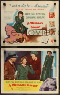 9j1094 WOMAN'S SECRET 8 LCs 1949 Maureen O'Hara, Melvyn Douglas, Nicholas Ray film noir!