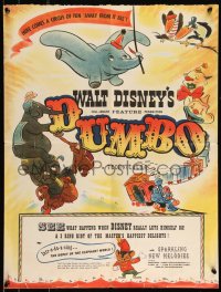 9j0043 DUMBO promo brochure 1941 Walt Disney circus elephant classic, unfolds to 19x25 poster, rare!