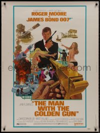 9k0122 MAN WITH THE GOLDEN GUN 30x40 1974 art of Roger Moore as James Bond by Robert McGinnis!
