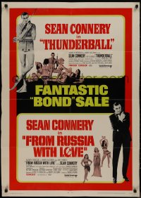 9k0125 THUNDERBALL/FROM RUSSIA WITH LOVE 30x40 1968 Bond sale of 2 of Sean Connery's best 007 roles!