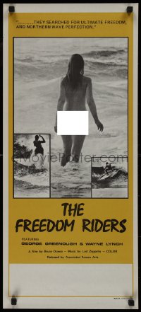 9k1151 FREEDOM RIDERS Aust daybill 1972 completely naked Aussie surfer girl, yellow border design!