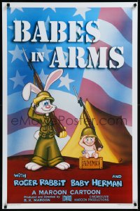 9k0630 BABES IN ARMS Kilian 1sh 1988 Roger Rabbit & Baby Herman in Army uniform with rifles!