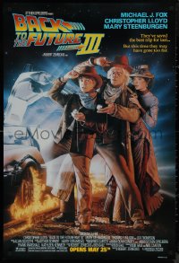 9k0632 BACK TO THE FUTURE III advance DS 1sh 1990 Michael J. Fox, Chris Lloyd, Zemeckis, Drew art!